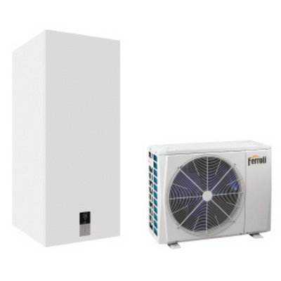 Pompa de caldura aer-apa reversibila split cu boiler integrat de 100 litri Ferroli OMNIA S W-T 3.2 10 kW, monofazata